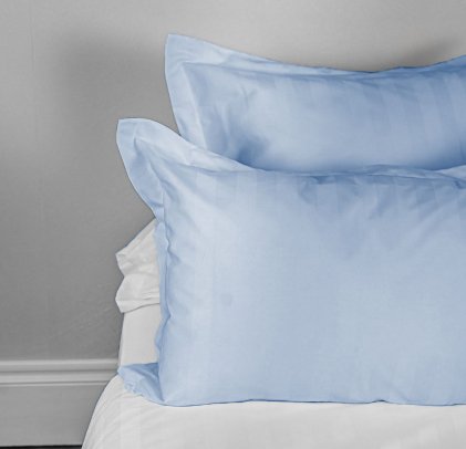 Taies de traversin et d'oreiller - STK-0265 - 65x65 bleu bandes satinées