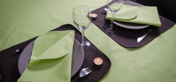 nappe vert anis et sets marrons